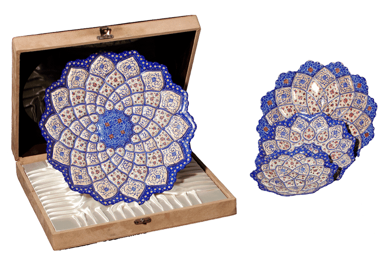 بشقاب مینا کاری صنایع دستی هنرمندان آپادانا